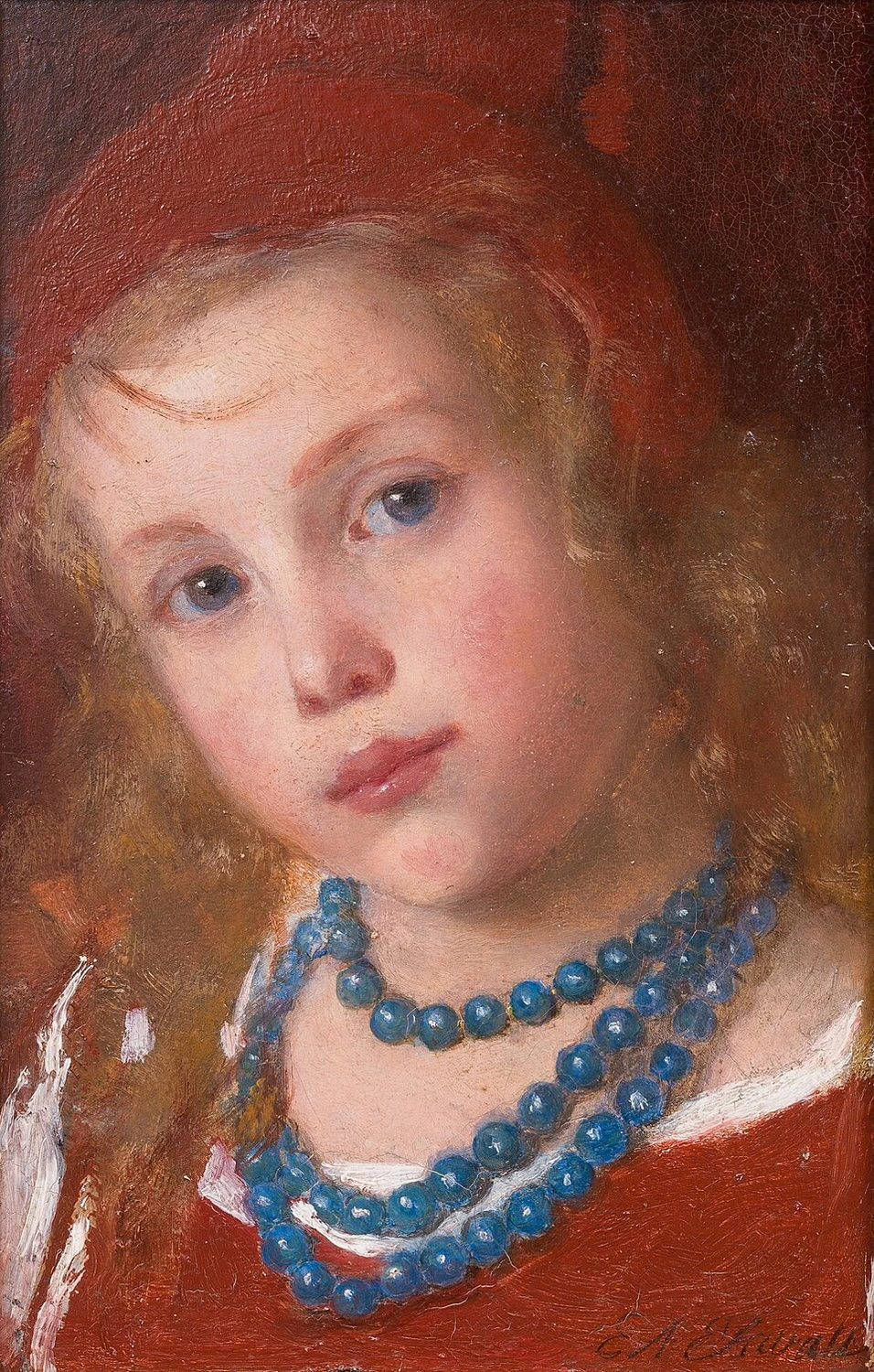Ragazza con collana blu
